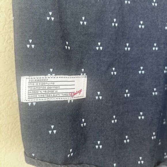 7 Diamonds Blue Geometric Triangle Short Sleeve Button Down Shirt Size XL - Picture 2 of 6